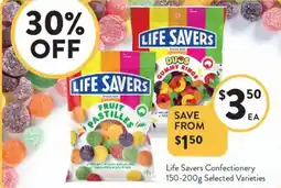Foodworks Life savers confectionery selected varieties offer