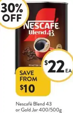 Foodworks Nescafé Blend 43 or Gold Jar offer