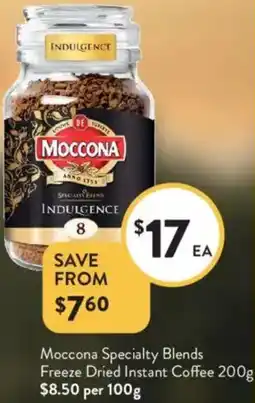 Foodworks Moccona Specialty Blends Freeze Dried Instant Coffee offer