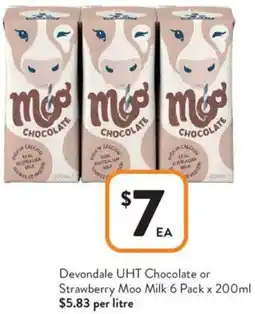 Foodworks Devondale UHT Chocolate or Strawberry Moo Milk offer
