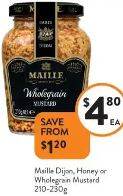 Foodworks Maille Dijon, Honey or Wholegrain Mustard offer