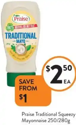 Foodworks Praise Traditional Squeezy Mayonnaise offer