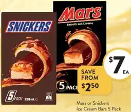 Foodworks Mars or Snickers Ice Cream Bars offer