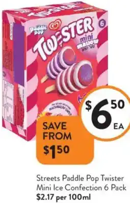Foodworks Streets Paddle Pop Twister Mini Ice Confection offer