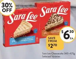 Foodworks Sara Lee Cheesecake offer