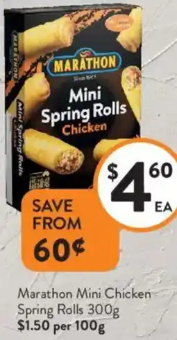 Foodworks Marathon Mini Chicken Spring Rolls offer