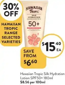 Foodworks Hawaiian Tropic Silk Hydration Lotion SPF50+ offer