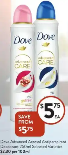 Foodworks Dove Advanced Aerosol Antiperspirant Deodorant offer