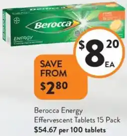 Foodworks Berocca Energy Effervescent Tablets offer