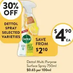 Foodworks Dettol Multi Purpose Surface Spray offer