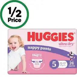 Woolworths Huggies Ultra Dry Nappy Pants Pk 24-36 offer