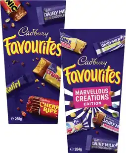 Coles Cadbury Favourites 264g-265g offer