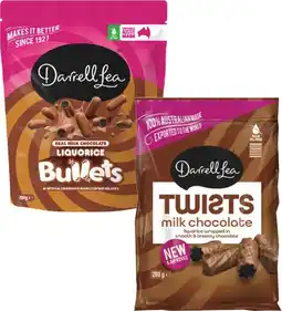 Coles Darrell Lea Bullets or Choc Twists 150g-204g offer