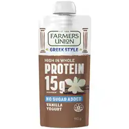 Woolworths Farmers Union Greek Protein Yogurt Pouch 150g offer