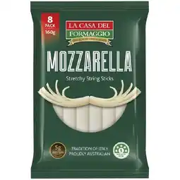 Woolworths La Casa Cheese Mozzarella Sticks 160g – From the Fridge offer