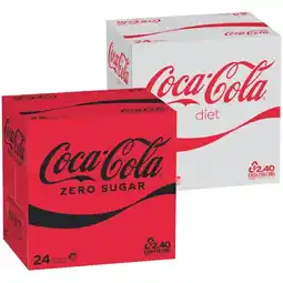 Woolworths Coca-Cola Classic, Zero Sugar or Diet Soft Drink Varieties 24 x 375ml offer