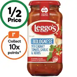 Woolworths Leggo’s Pasta Sauce 490-500g offer