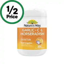 Woolworths Nature’s Way Garlic + C & Horseradish Tablets Pk 200 offer