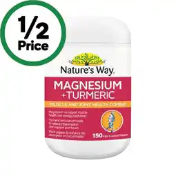 Woolworths Nature’s Way Magnesium & Turmeric Tablets Pk 150 offer