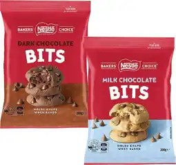 Coles Nestlé Bakers Choice Baking Chocolate Bits 200g offer