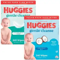 Woolworths Huggies Thick Baby Wipes Pk 240 offer