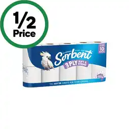 Woolworths Sorbent Toilet Paper Pk 10 offer