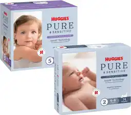Coles Huggies Pure & Sensitive Nappies or Nappy Pants offer