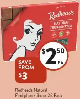 Foodworks Redheads Natural Firelighters Block offer