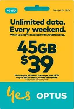 Coles Optus $39 Prepaid SIM Starter Kit offer