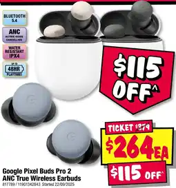 JB Hi-Fi Google Pixel Buds Pro 2 ANC True Wireless Earbuds offer