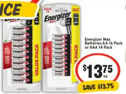 IGA Energizer Max Batteries AA or AAA offer