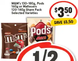 IGA M&M's, Pods or Maltesers Share Pack Selected Varieties offer