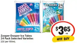 IGA Zooper Dooper Ice Tubes Selected Varieties offer