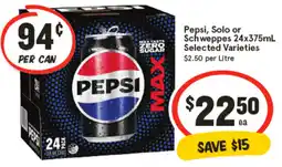 IGA Pepsi, Solo or Schweppes Selected Varieties offer