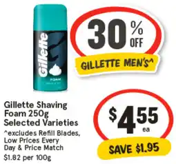 IGA Gillette Shaving Foam Selected Varieties offer