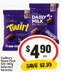 IGA Cadbury Share Pack Selected Varieties offer