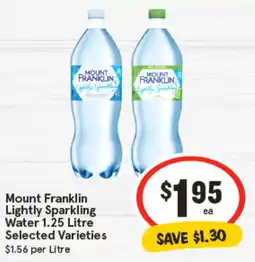 IGA Mount Franklin Lightly Sparkling Water Selected Varieties offer