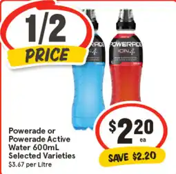IGA Powerade or Powerade Active Water Selected Varieties offer
