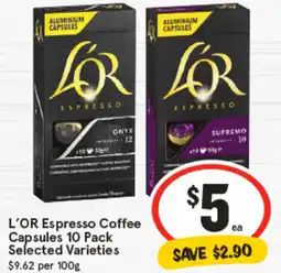 IGA L'OR Espresso Coffee Capsules Selected Varieties offer