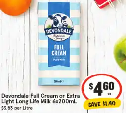 IGA Devondale Full Cream or Extra Light Long Life Milk offer