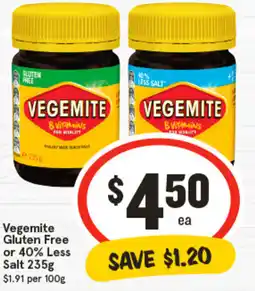 IGA Vegemite Gluten Free or 40% Less Salt offer