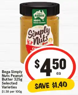 IGA Bega Simply Nuts Peanut Butter Selected Varieties offer