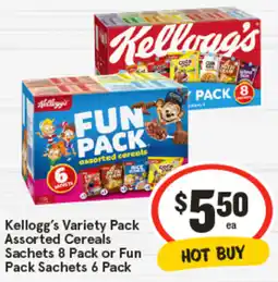 IGA Kellogg's Variety Pack Assorted Cereals Sachets offer