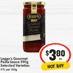 IGA Leggo's Gourmet Pasta Sauce Selected Varieties offer