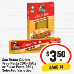 IGA San Remo Gluten Free Pasta or Pulse Pasta Selected Varieties offer