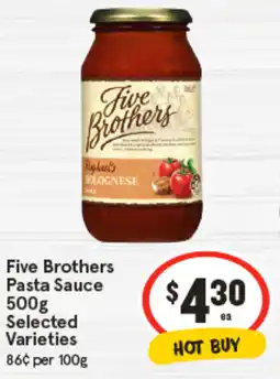 IGA Five Brothers Pasta Sauce Selected Varieties offer