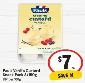 IGA Pauls Vanilla Custard Snack Pack offer