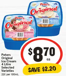 IGA Peters Original Ice Cream Selected Varieties offer