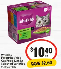 IGA Whiskas Favourites Wet Cat Food Selected Varieties offer