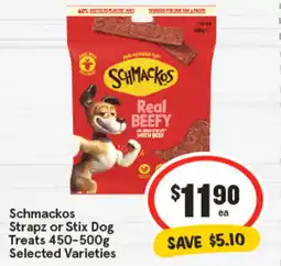 IGA Schmackos Strapz or Stix Dog Treats Selected Varieties offer